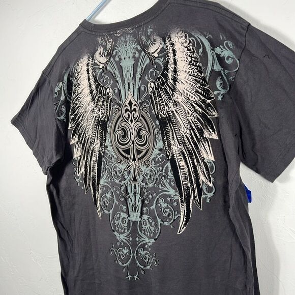 🔥🔥 NOBILITY Affliction Y2K Dark Gray Graphic Grunge Tee Men Size XL - EXCELLEN - Picture 8 of 10